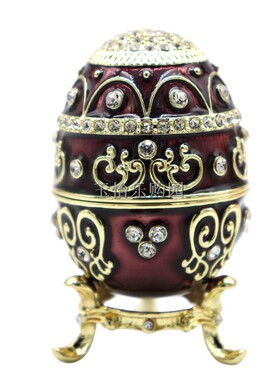 珐琅彩金属俄罗斯复活节彩咖啡色迷你小彩蛋摆件家居饰品柜台摆设