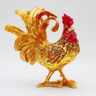 金属珐琅彩工艺品新中式纯手工生肖公鸡招财摆件创意家居乔迁礼品