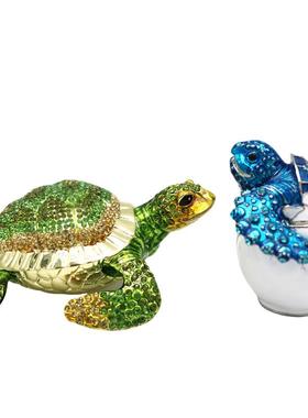 锡金属工艺品夏威夷风格绿色海龟小破壳龟两个装家居饰品乌龟摆设