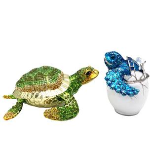 锡金属工艺品夏威夷风格绿色海龟小破壳龟两个装家居饰品乌龟摆设