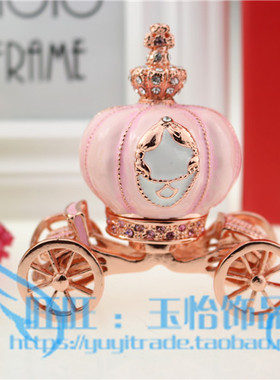 锡金属少女萌南瓜马车柜台摆件