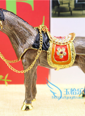 俄罗斯生肖镶钻千里马金属工艺品