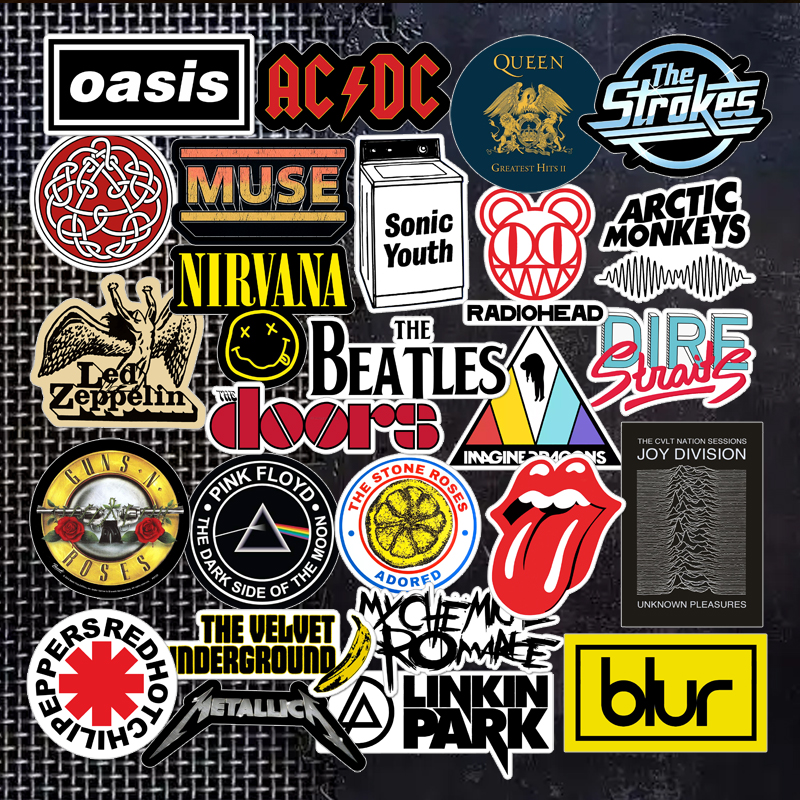 摇滚重金属blur枪炮与玫瑰涅槃披头士电吉他架子鼓贴纸画装饰防水