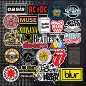 摇滚重金属blur枪炮与玫瑰涅槃披头士电吉他架子鼓贴纸画装 饰防水