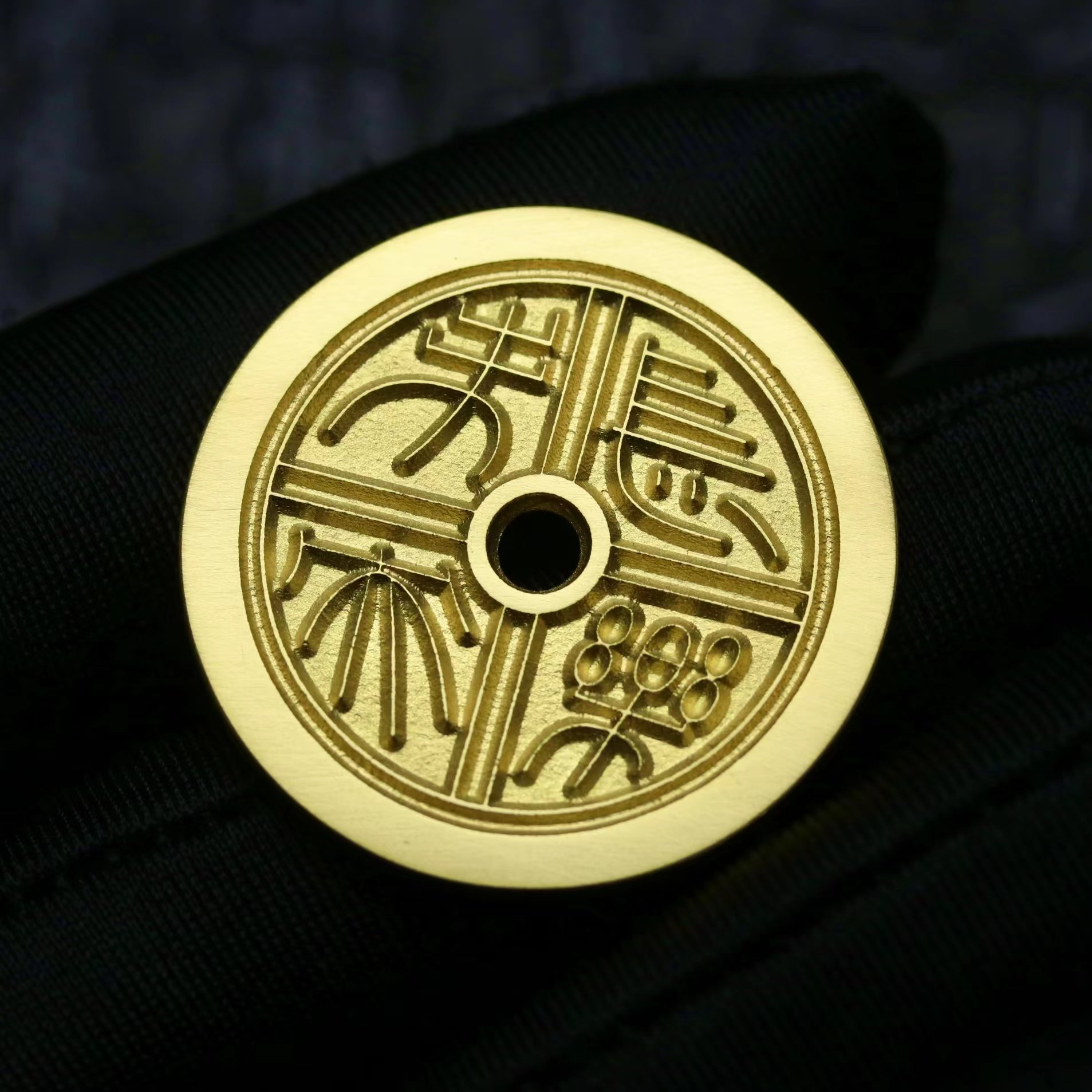 纯金999足金长乐未央长毋相忘瓦当纹古法铸造手工天一宝泉原创