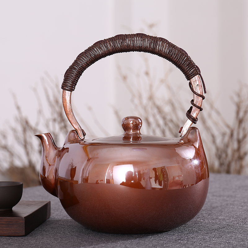 纯手工口耳一体复古紫铜烧水壶
