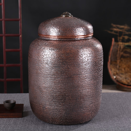 御音茶坊纯铜复古大容量茶叶罐