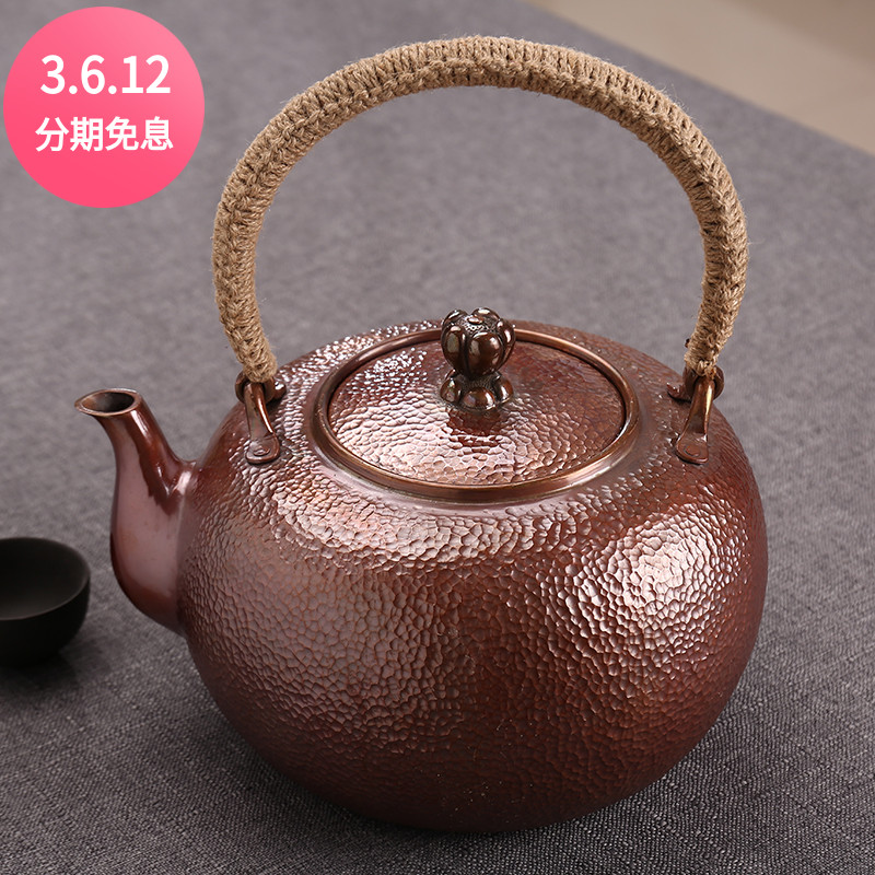 2l大容量纯铜茶壶手工紫铜壶一体