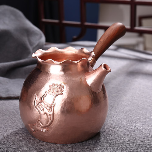 御音茶坊复古纯紫铜手工煮茶罐