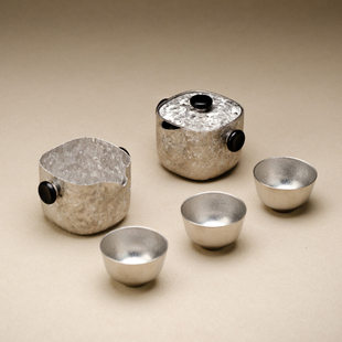 博友制钛纯钛宝瓶旅行茶具套装一泡茶壶一公道杯三个纯钛工夫茶杯