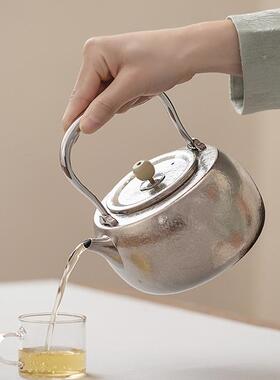 博友制钛高端纯钛烧水壶1100ml轻便户外露营便携煮茶壶高档礼品壶