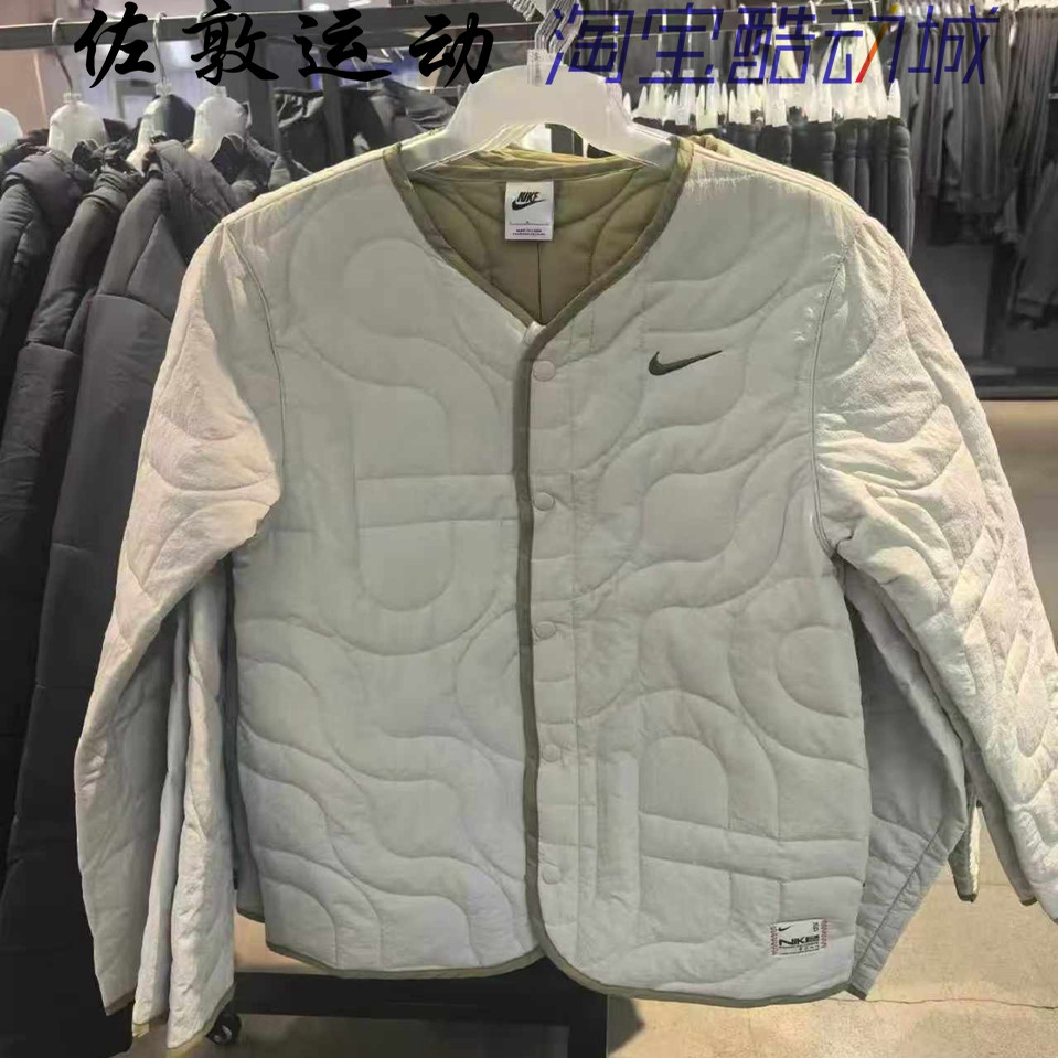 Nike/耐克 男子无领刺绣logo薄款宽松棉服夹克外套 HV8204-072