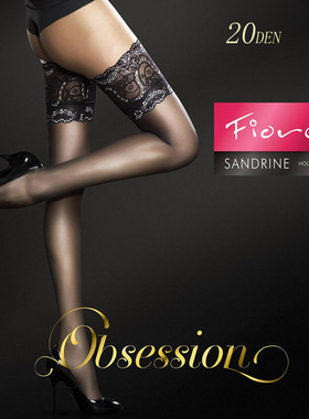 超宽蕾丝Fiore Sandrine 20D居家透明防滑高筒袜 耐穿大腿袜
