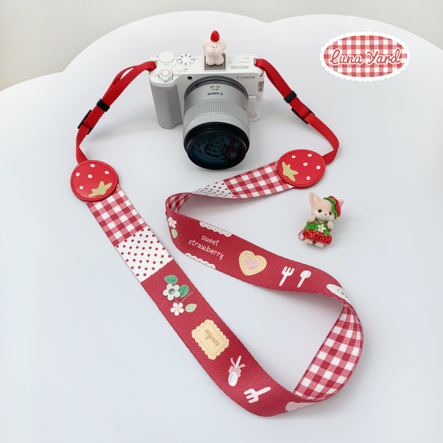 圣诞拍照搭子红色草莓相机肩带