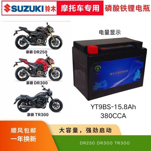 益能达铃木DR250 DR300 TR300专用12V大容量磷酸铁锂电瓶免维护