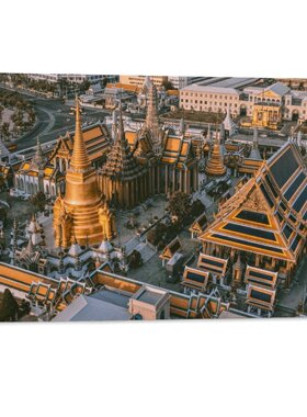 泰国曼谷大皇宫东南亚特色建筑风景房间背景墙帆布无框画装饰挂画