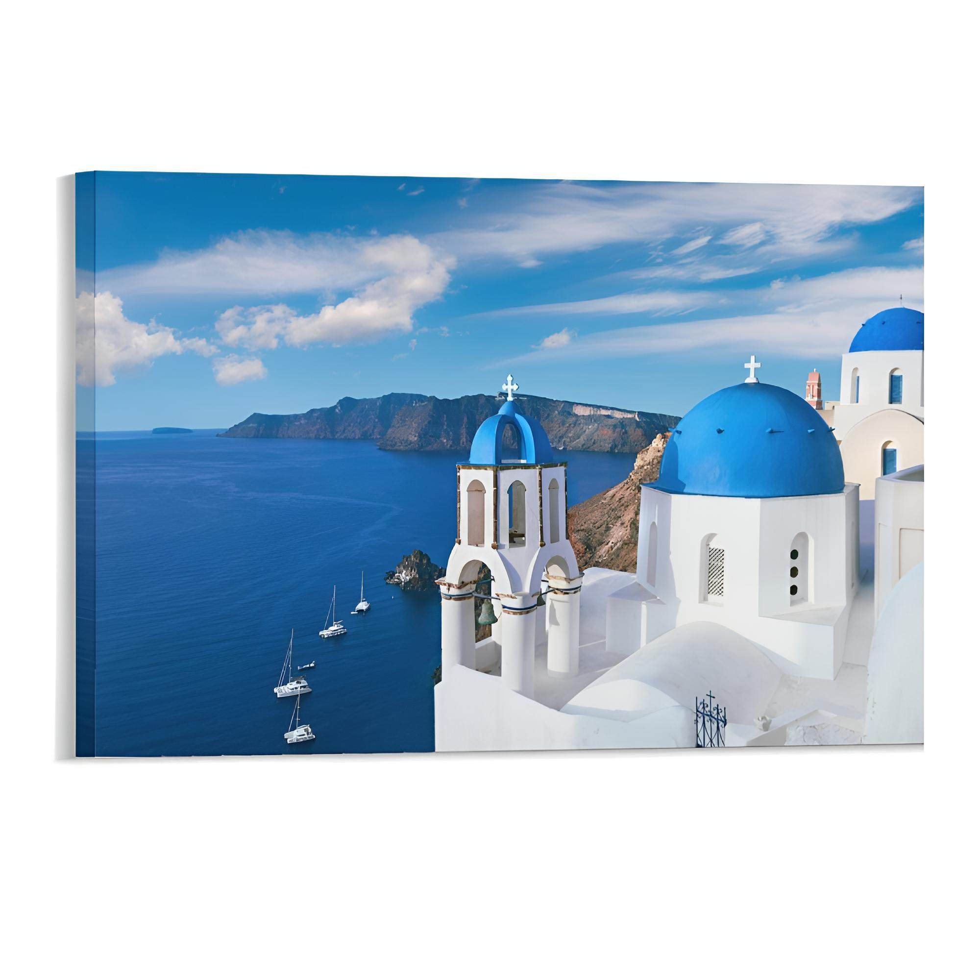 浪漫欧洲地中海风希腊爱琴海圣托里尼岛客厅卧室装饰画挂画帆布画