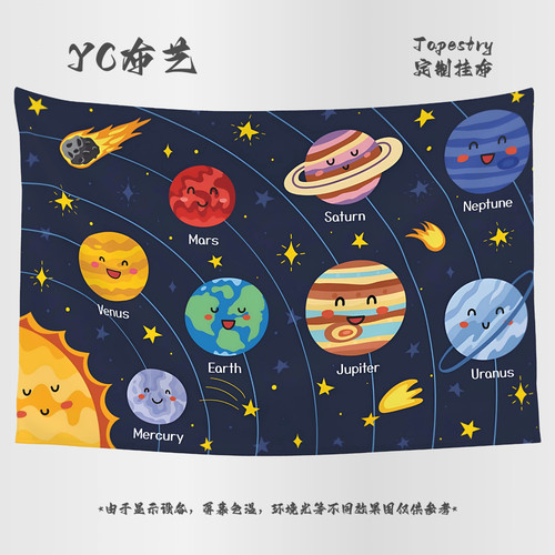 宇宙太阳系行星天体天文科教创意儿童卧室教室装饰海报背景布挂布