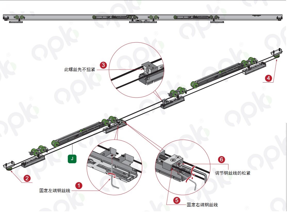 欧派克吊轨阻尼异向联动缓冲移门两扇同步对开联动推拉门移门吊趟
