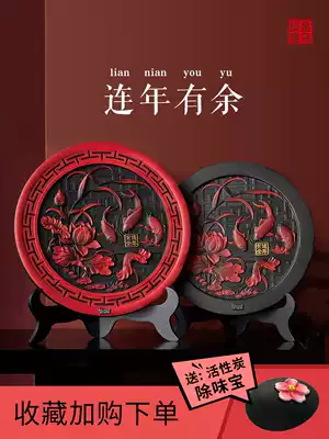 Jinwu charcoal carving for more than a year New Chinese style home living room entrance TV cabinet decoration activated carbon decorative gifts