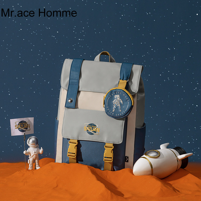 mrace星球系列 新款双肩包女大学生上课书包大容量电脑旅行背包男