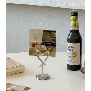 餐桌面照片夹拍照道具高级感爱心铁艺钢装饰摆件便条夹创意餐厅