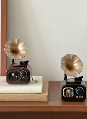 复古留声机造型装饰客厅玄关书桌桌面书柜摆件工艺品音乐盒八音盒