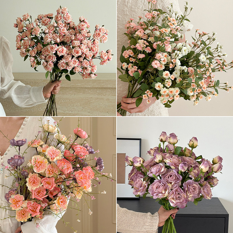 吃瓜少女蔷薇花玫瑰假花花摆设轻奢插花客厅餐桌装饰品高级仿真花,家居饰品,仿真花/假花,淘宝优惠券,粉丝福利购,淘宝优惠卷