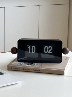 复古翻页时钟桌面摆件免安装大数字高级感办公室客厅玄关装饰品