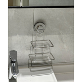 不锈钢沥水架粉扑肥皂盒置物篮桌面收纳盒免打孔吸盘卫生间浴室