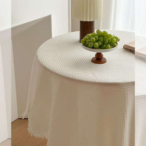 日式棉麻混纺华夫格桌布