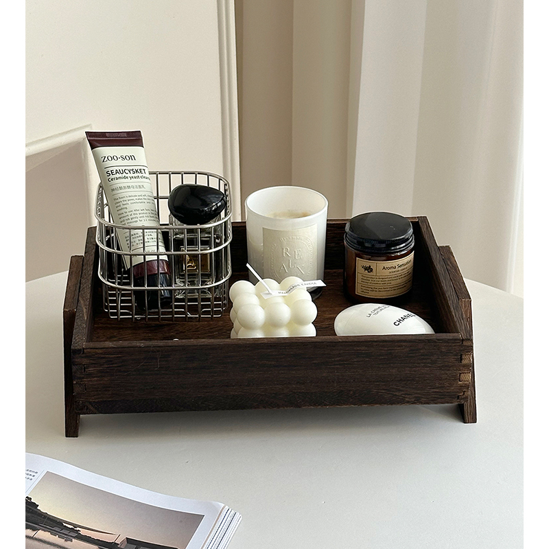 中古香薰香水托盘木质高级感首饰收纳盘架钥匙置物架玄关家居摆件
