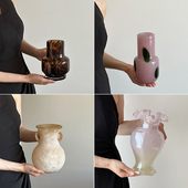 轻奢高级感琉璃玻璃花瓶摆件客厅插花水养鲜花水培器皿装 饰品摆件