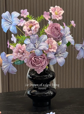 吃瓜少女高级感仿真花束成品花瓶插花装饰摆件仿真花艺摆件礼物