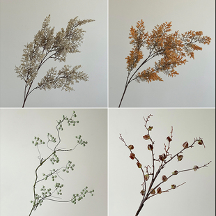 仿真植物雾凇山归来果高级民宿中古装饰摆件复古插花侘寂陶瓷花瓶