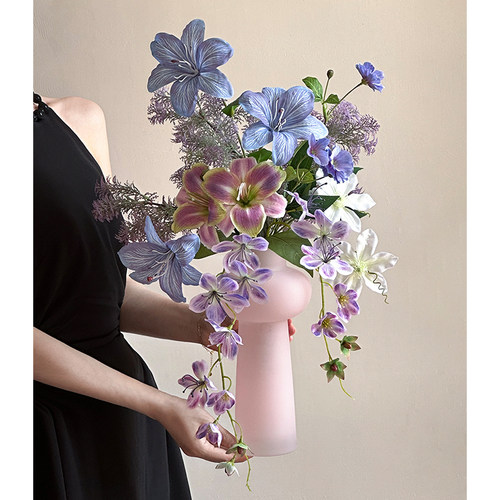 花瓶摆件客厅插花仿真花轻奢高端桌面玄关装饰小众艺术感花艺成品