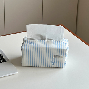 吃瓜少女ins韩系纸巾盒布艺抽纸盒客厅桌面装饰摆件纸巾袋收纳盒