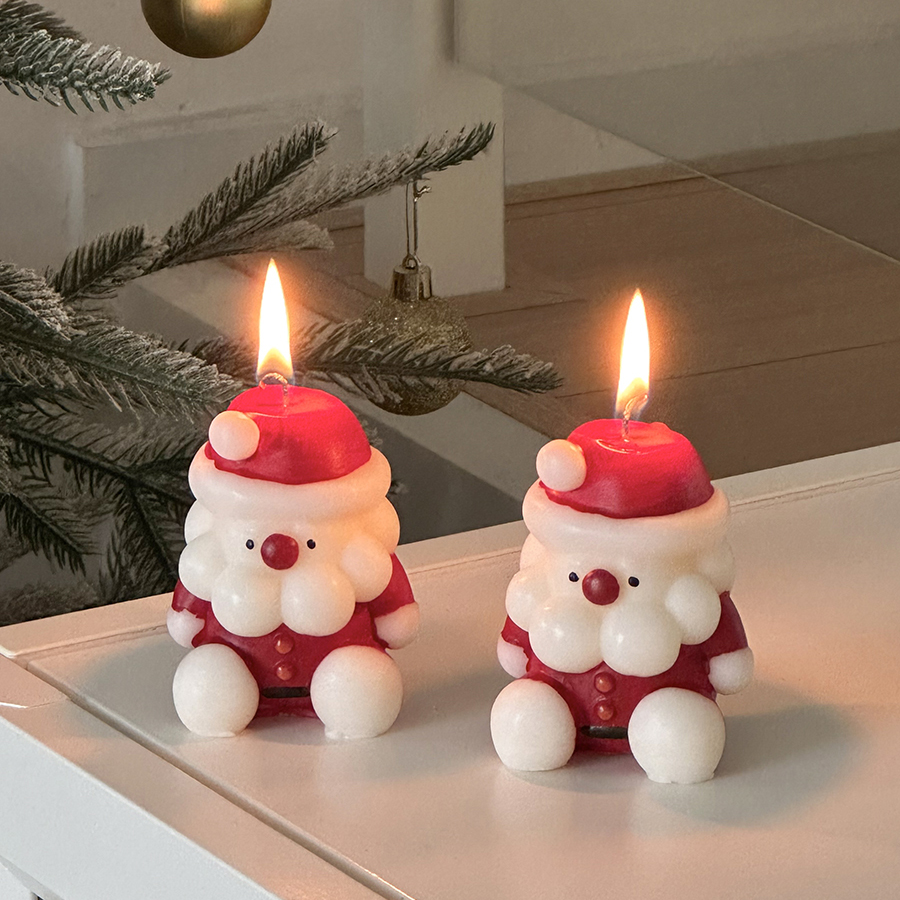 圣诞老人香薰蜡烛玻璃烛台手工氛围感香氛拍照道具场景布置礼物