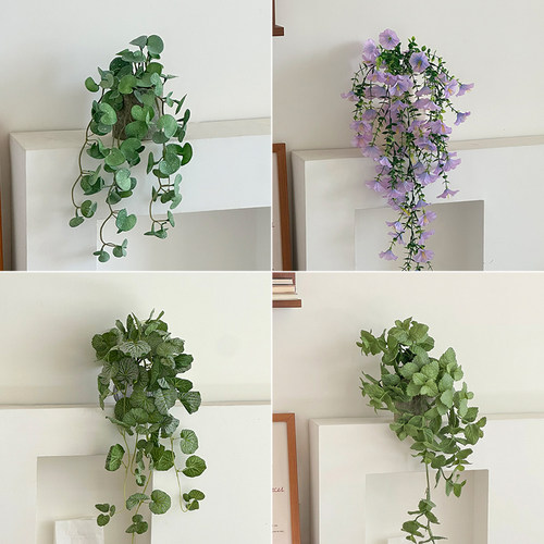 高级感仿真垂吊植物盆栽冰箱空调柜顶假绿植藤蔓假花装饰书房摆件