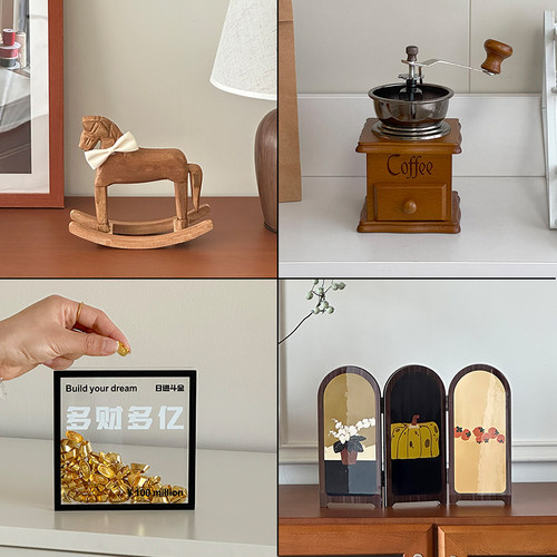 桌面装饰摆件新家的100个快递ins法式中古拍照道具新中式小众招财