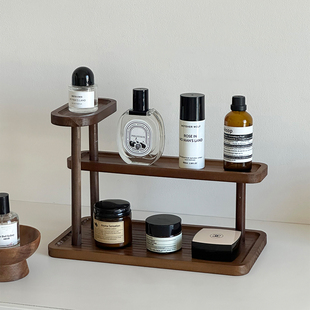 中古桌面置物架摆件化妆品口红实木制首饰架办公室杂物分层收纳架