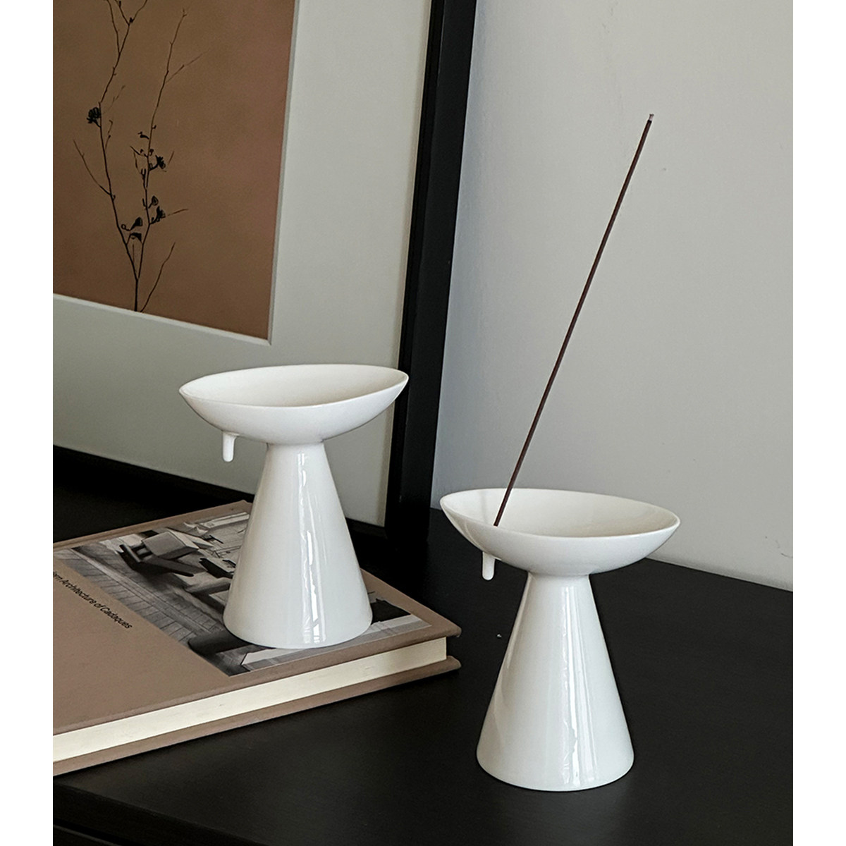 新中式装饰摆件香插线香底座陶瓷侘寂风拍照道具优雅高级拍照道具