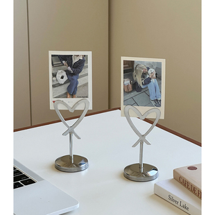 爱心立夹桌面金属便签夹照片夹装饰摆件便条卡片夹新款拍照道具