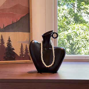 中古高级感摆件艺术创意美人肩陶瓷花瓶客厅小众设计摆件拍照道具