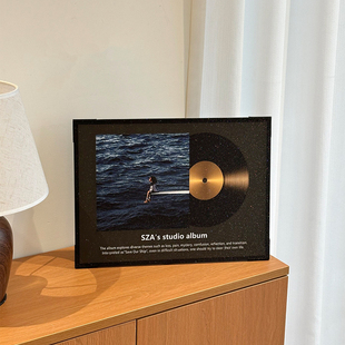 闪光装饰画桌面装饰摆件高级感复古唱片造型轻奢小众艺术拍照道具