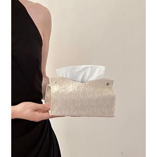 家用皮革纸巾盒艺术感网红卫生间抽纸盒客厅高档纸抽盒餐巾纸盒子