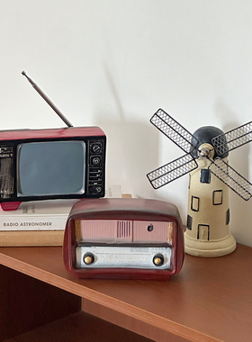 复古怀旧电视机收音机摆件桌面装饰创意家居工艺品中古新款灯塔