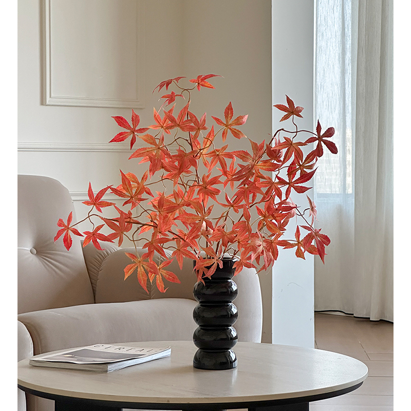 新中式仿真花红枫叶假花客厅高级感逼真树叶橱窗装饰花艺餐桌摆件
