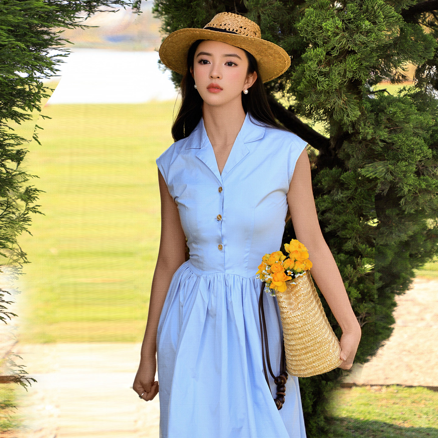 2026夏季新款连衣裙法式通勤长裙教师衬衫裙简约气质感收腰裙子女