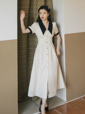 法式复古设计感小众泡泡气质收腰